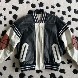 Rare Michael Hoban Leather Jacket Wheremi 1991 Basketball Theme Vintage Size M